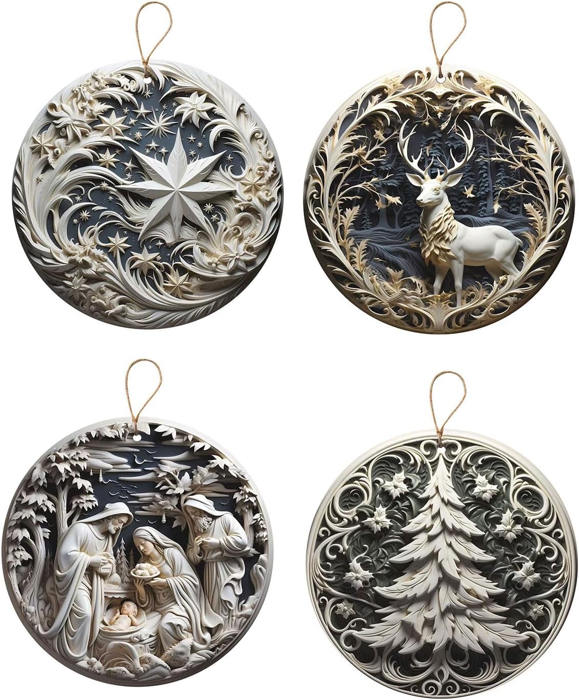 3D Nativity Ornaments - Christ Baby and Mary Design for Christmas Tree