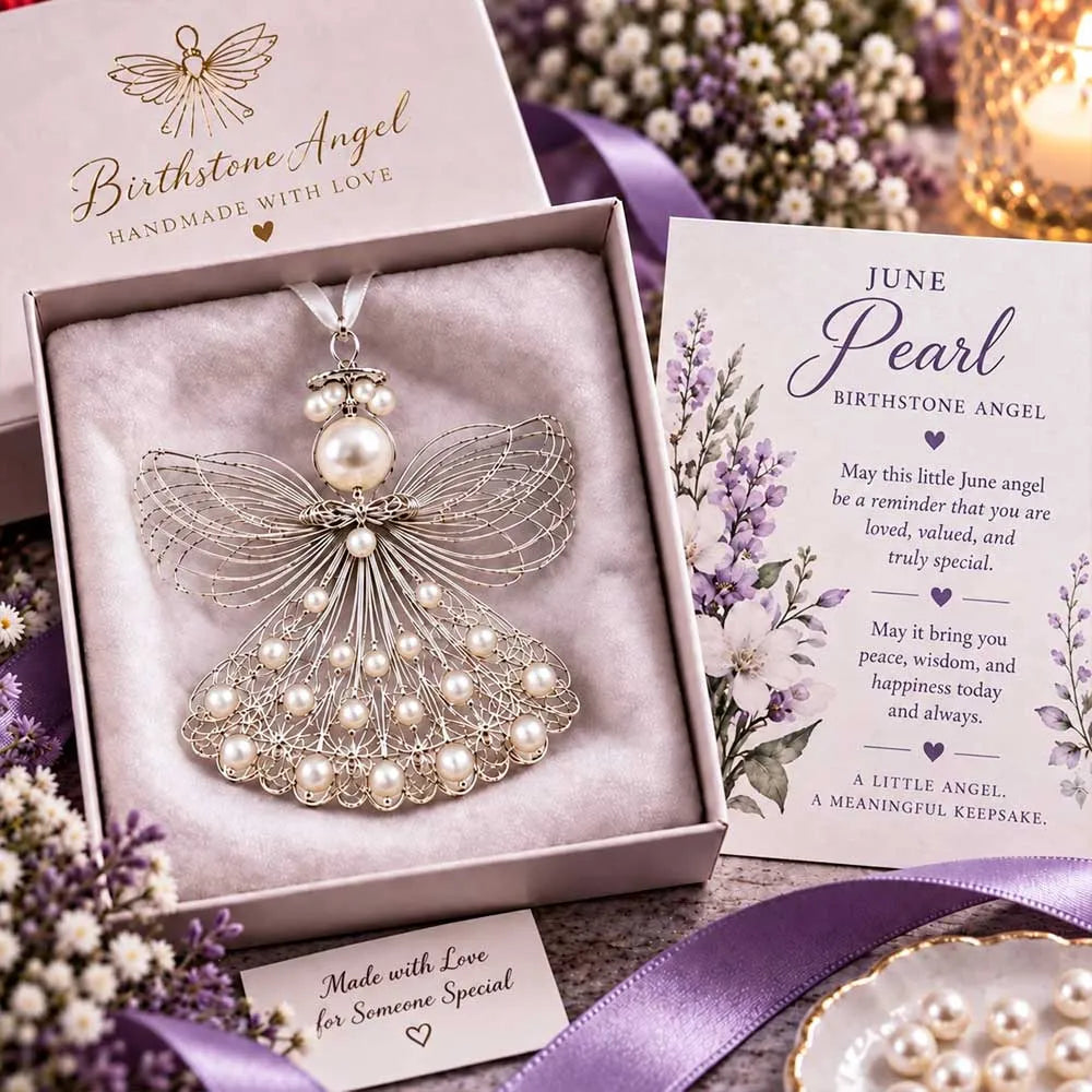 ⏳ Last Day 70% OFF – 👼Handmade Birthstone Angel Wire Ornament |12 Meaningful Birthstone Colors with Keepsake Card ✨