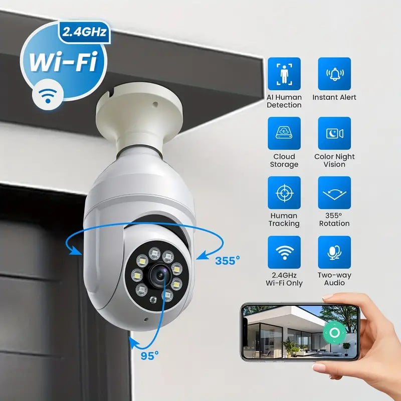 🔥2023 HOT SALE🔥-Wireless Wifi Light Bulb Camera Security Camera⭐⭐⭐⭐⭐(5/5)