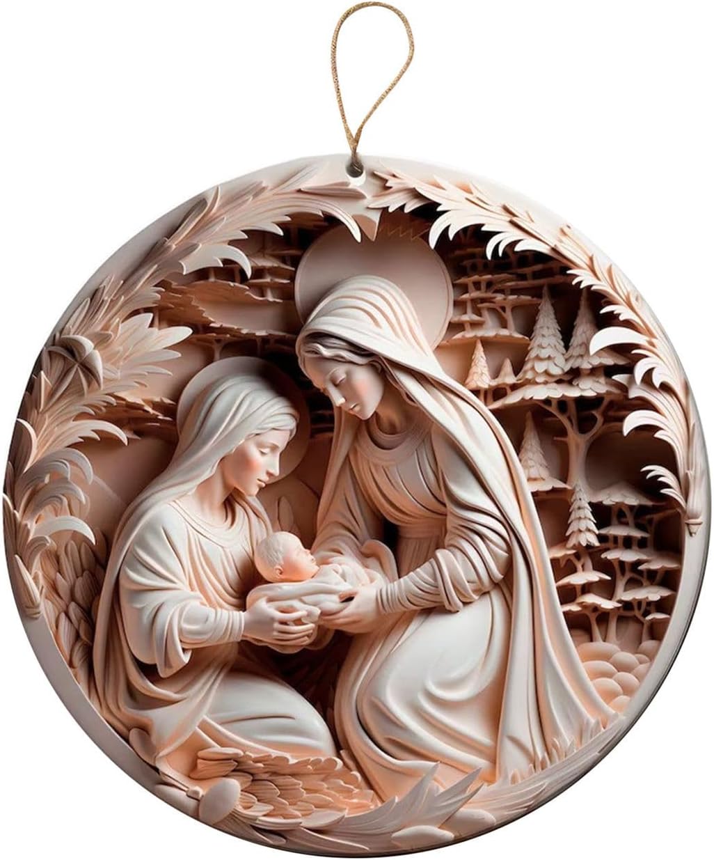 3D Nativity Ornaments - Christ Baby and Mary Design for Christmas Tree