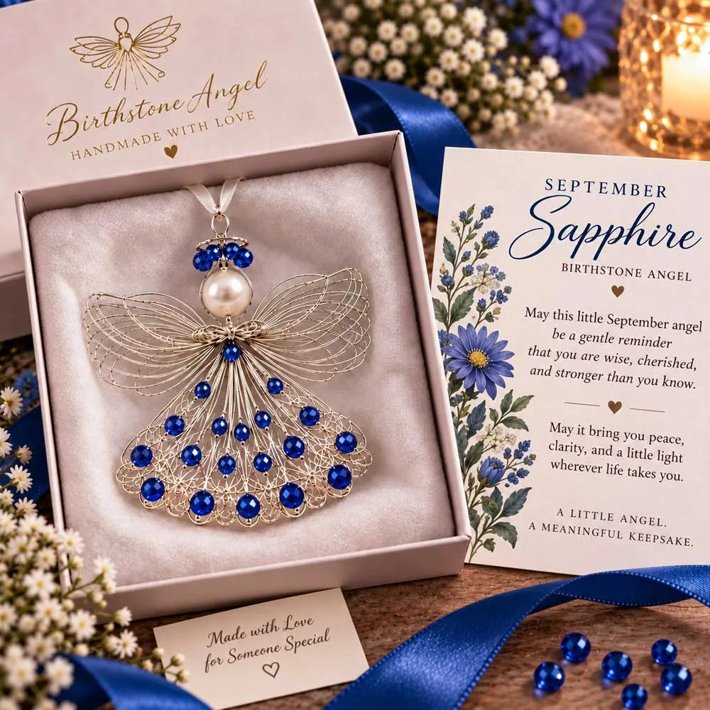 ⏳ Last Day 70% OFF – 👼Handmade Birthstone Angel Wire Ornament |12 Meaningful Birthstone Colors with Keepsake Card ✨