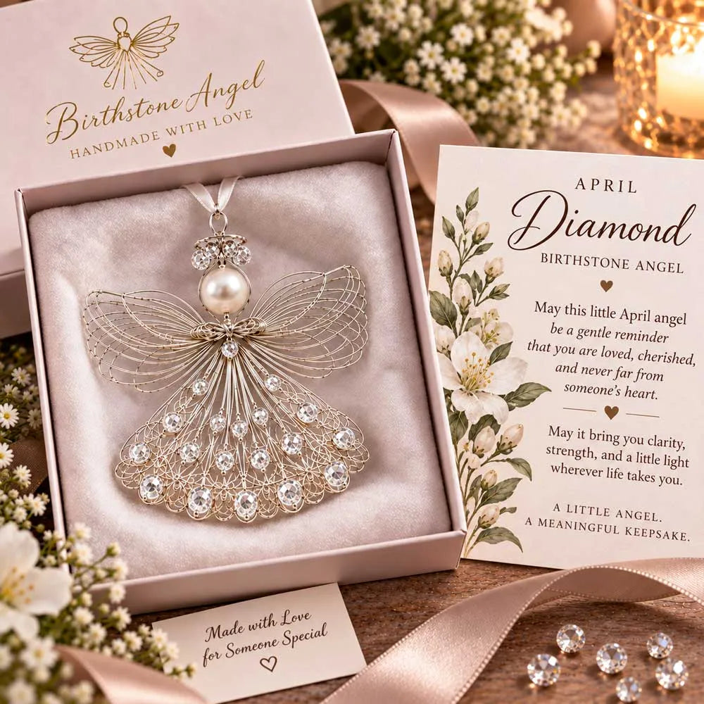 ⏳ Last Day 70% OFF – 👼Handmade Birthstone Angel Wire Ornament |12 Meaningful Birthstone Colors with Keepsake Card ✨
