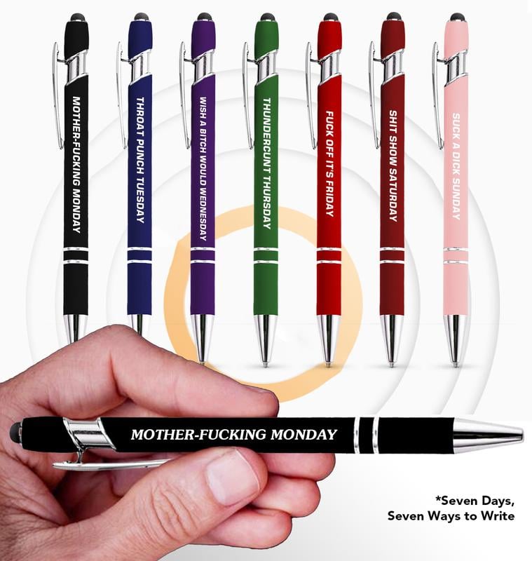 💝Funny Stress-Relief Daily Quotes Metal Ballpoint Pen Set (7 Pcs) | 🎁Office Christmas Gift Exchange