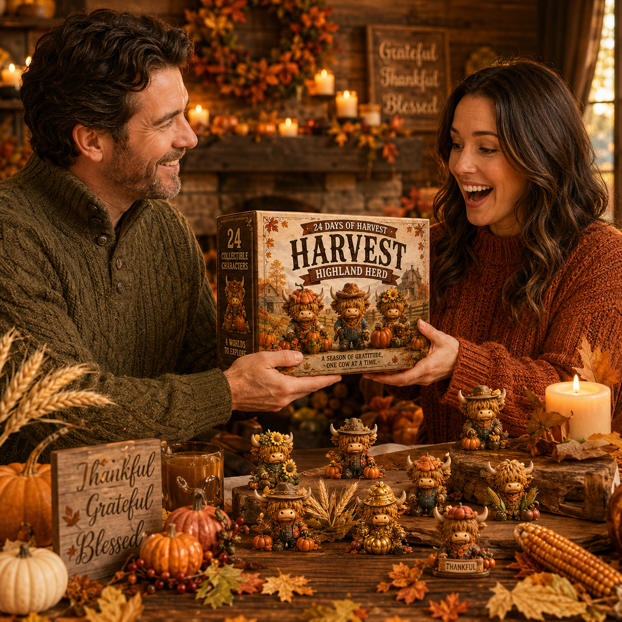 🍂 24-Day Highland Cow Harvest Countdown Calendar – 24 Collectible Fall Figurines  🐮🎃
