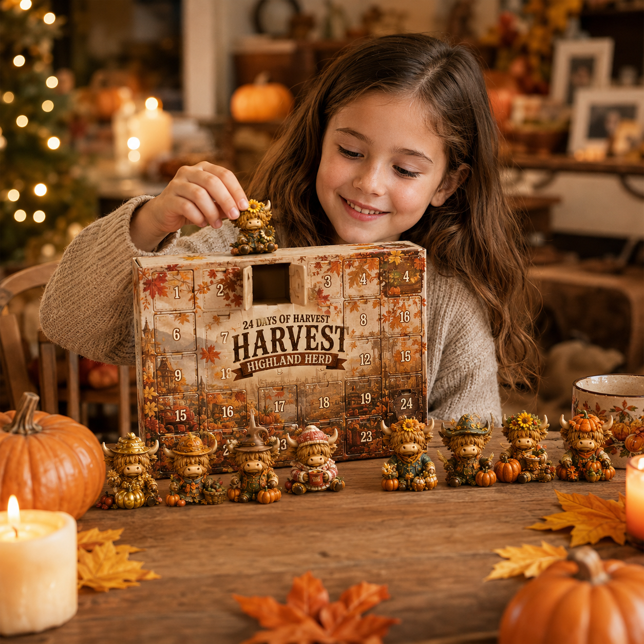 🍂 24-Day Highland Cow Harvest Countdown Calendar – 24 Collectible Fall Figurines  🐮🎃