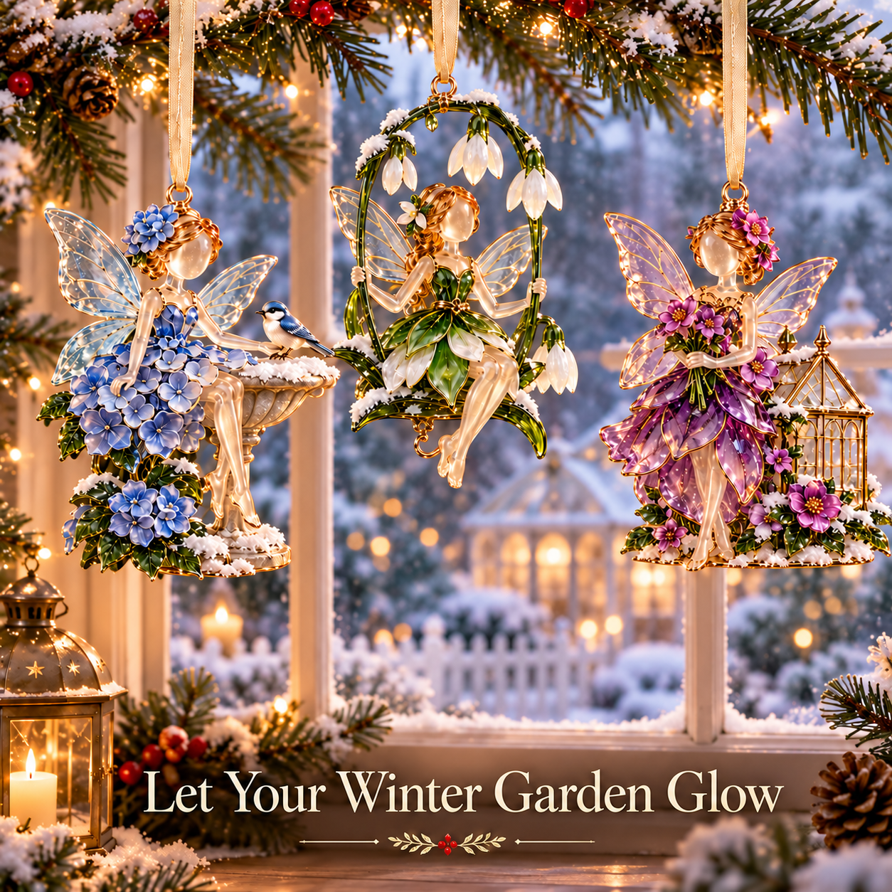 ⏳ Last Day 70% OFF  - Winter Garden Fairies – 6 Enchanting Christmas Ornament Designs