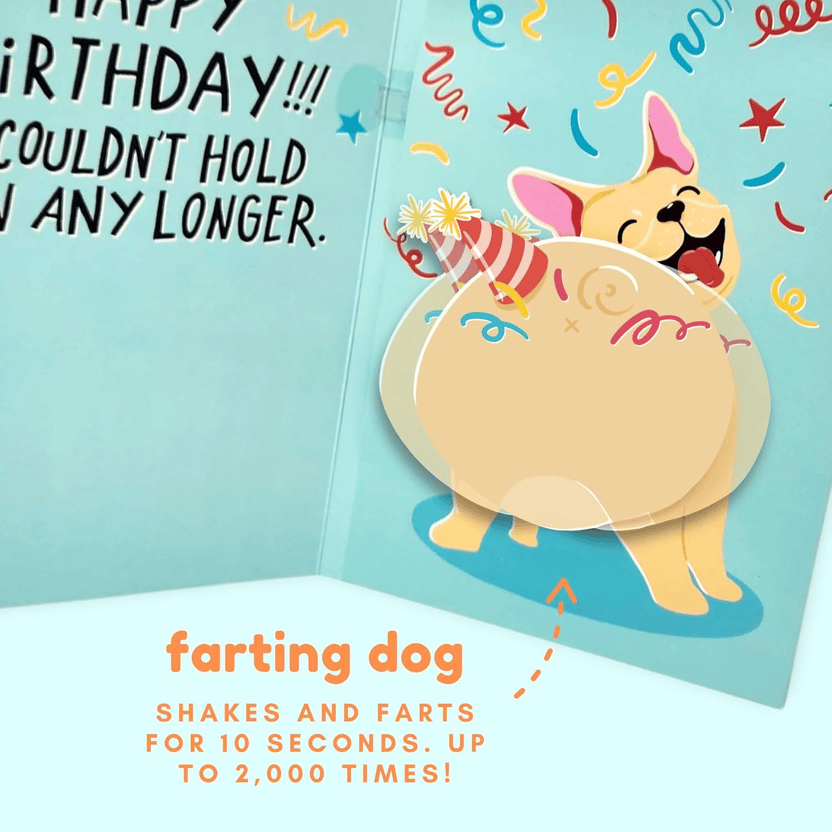 Farting Dog Birthday Card - Funny Birthday Card for Men Women Kids