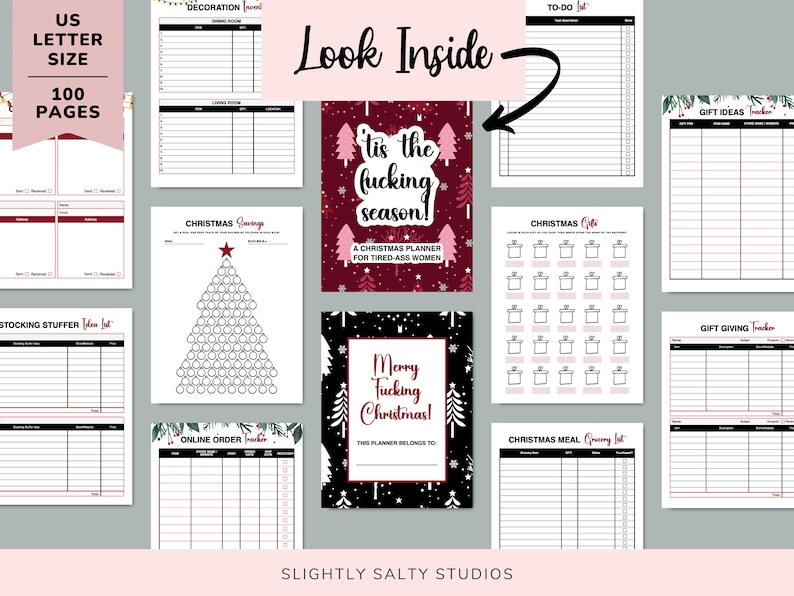 Christmas Planner Printable, Christmas To Do List, Funny Christmas, Swear Christmas, Holiday Planner, Gift Budget, Christmas Gift List, PDF image 2