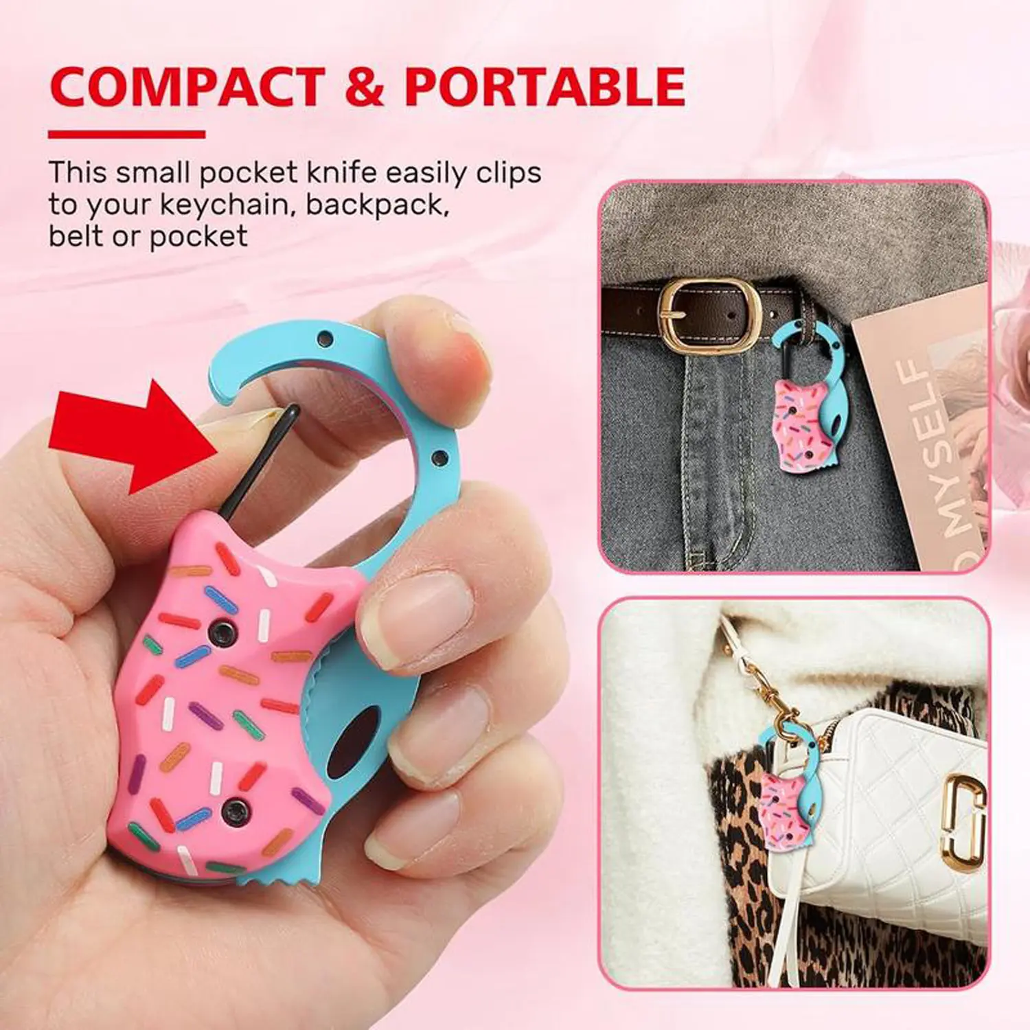Pink Donut Pocket Knife-Mini EDC Knives for Everyday🍩🔪