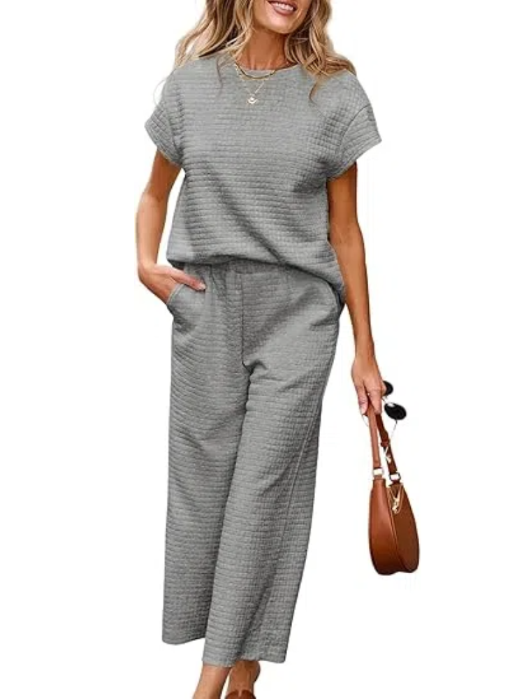 Women's Casual Textured Tops and Wide Leg Pants Lounge Sets (Buy 2 Free Shipping)