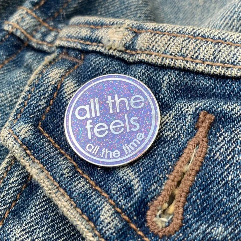 Chin Up Tits Out It's All Good Glittery Enamel Pin Badge
