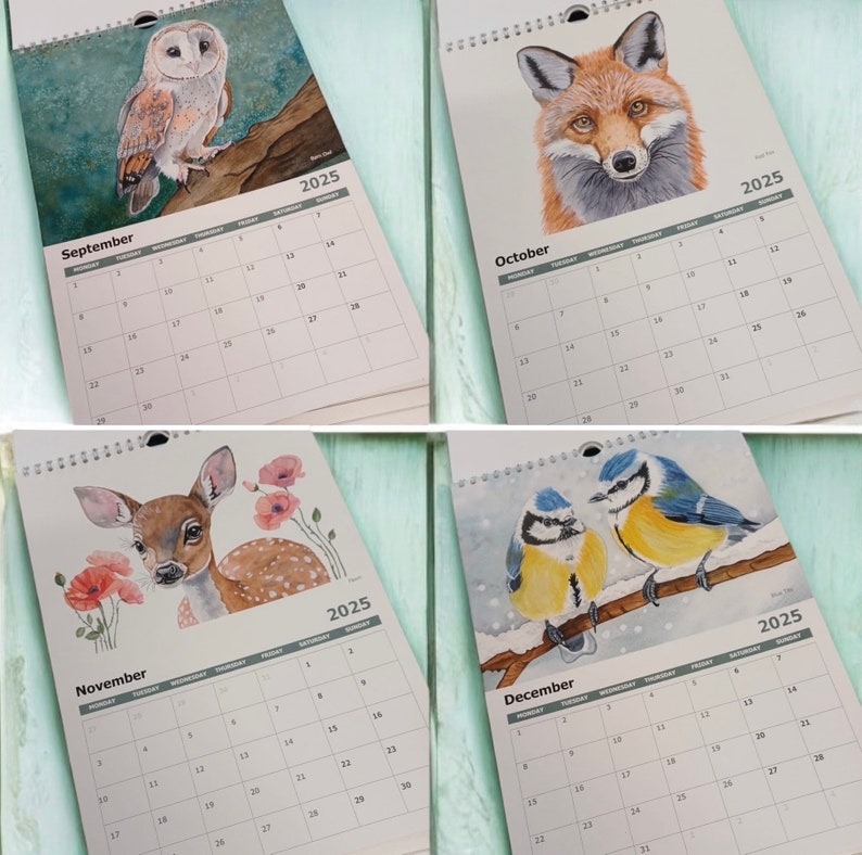 🌈2025 Watercolor Animal Calendars