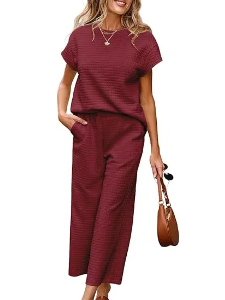 Women's Casual Textured Tops and Wide Leg Pants Lounge Sets (Buy 2 Free Shipping)