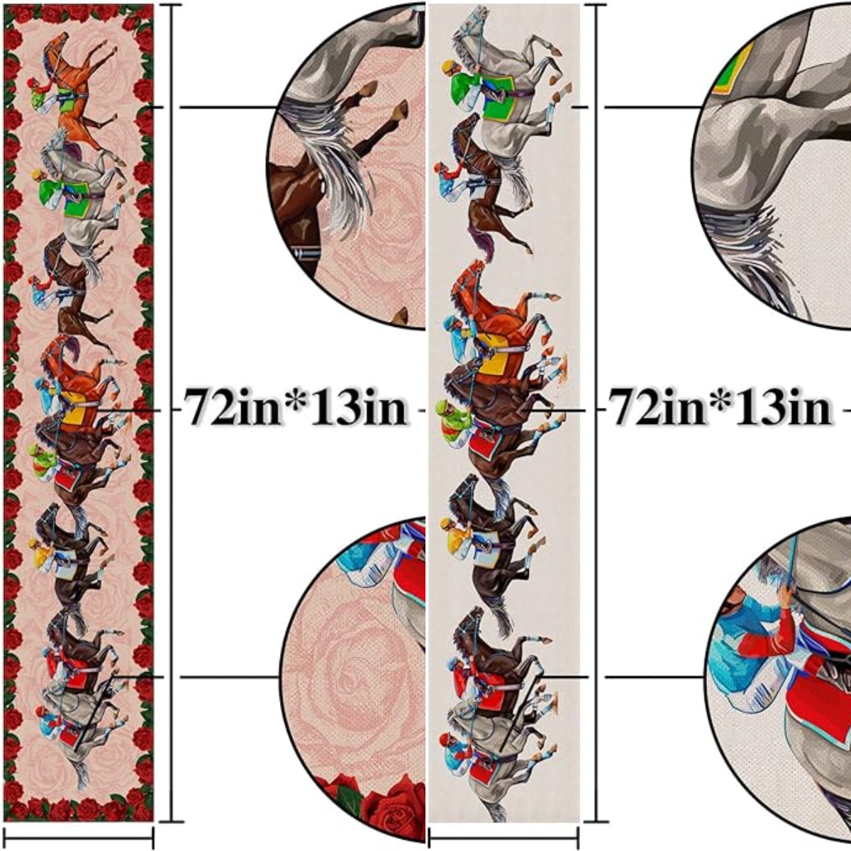 Kentucky Derby Table Runner Horse Race Jockey Run for The Roses Decoration