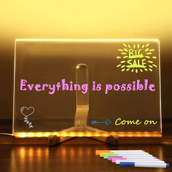 Erasable LED Luminous Acrylic Color-Filled Blackboard