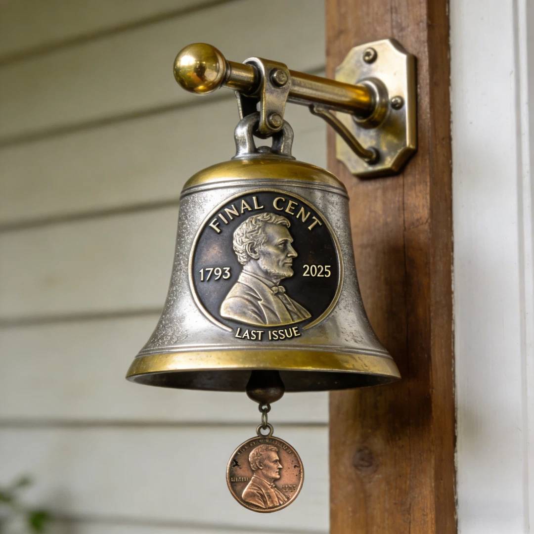Final Cent 1793–2025 Commemorative Bell – “Last Issue” Penny Tribute Door & Porch Bell