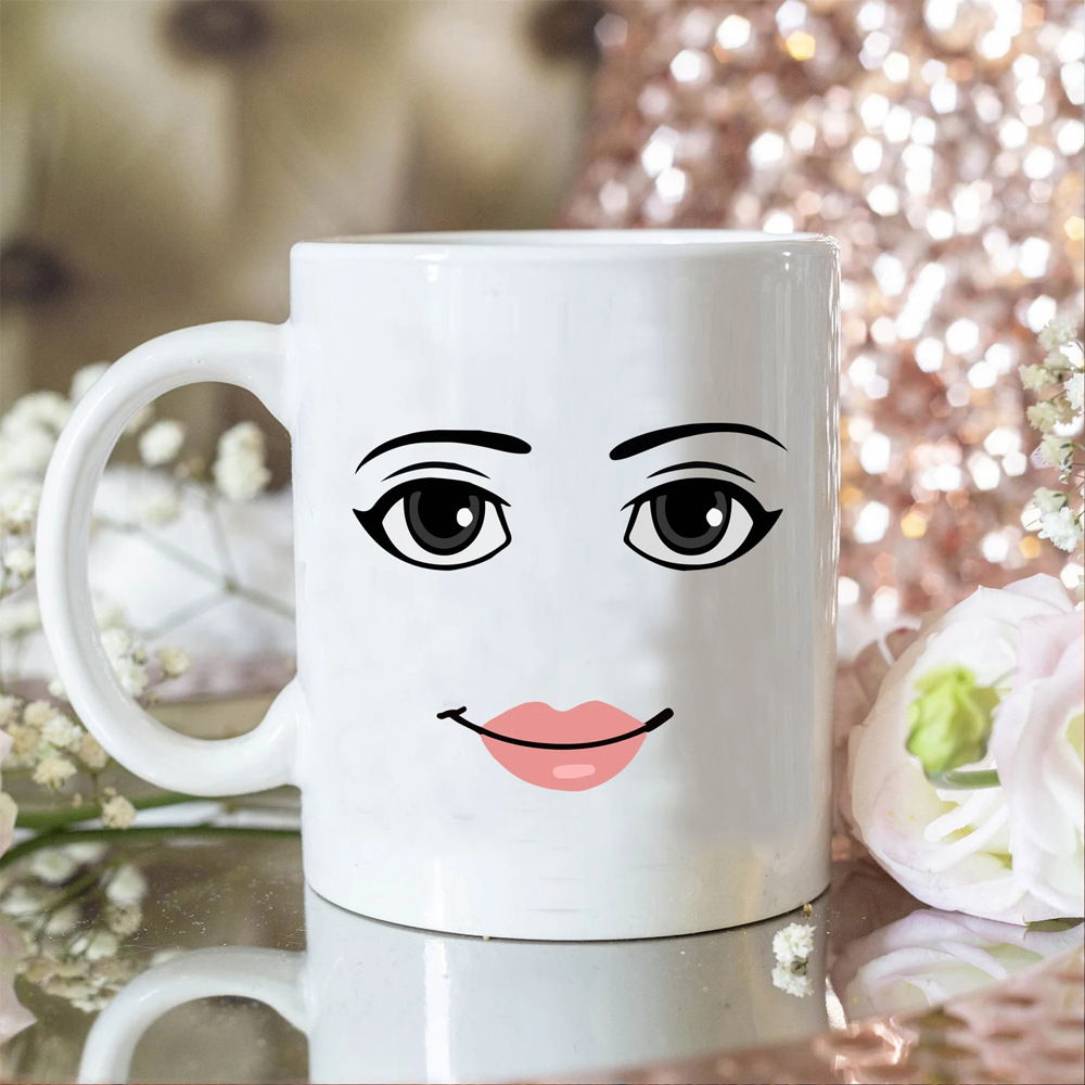 🤣roblox Man Face And Woman Face Ceramic Mug☕ 4826