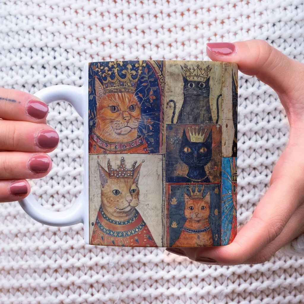 Medieval Crowned Cat Mug