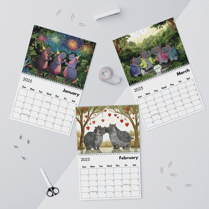 🦛Whimsical Hippos 2025 Calendar