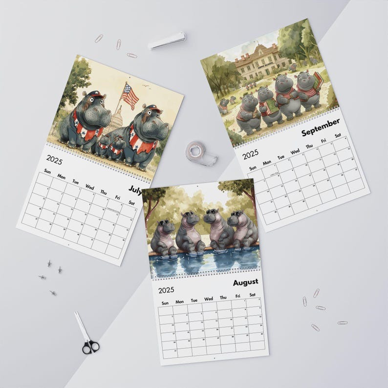 🦛Whimsical Hippos 2025 Calendar