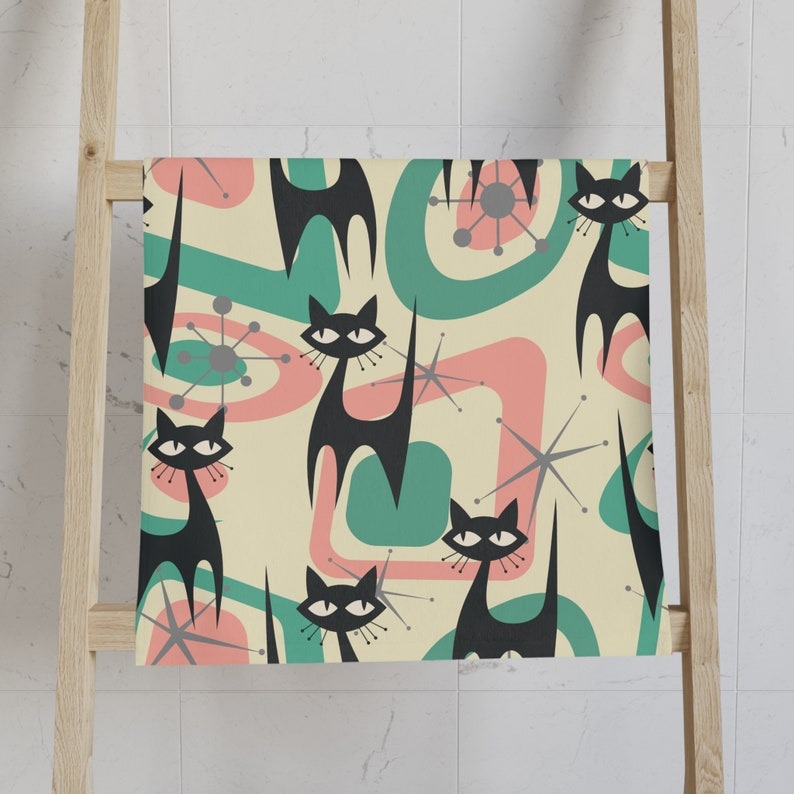 🤣Atomic Cat Mid Century Tea Towel