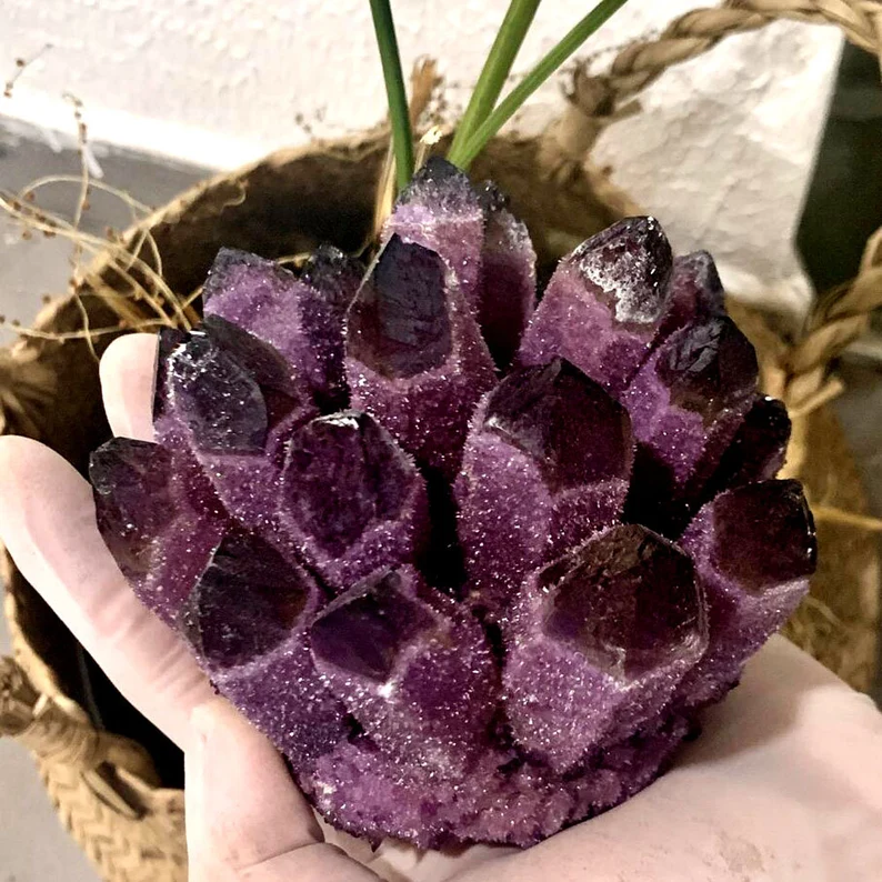 Natural crystal amethyst cluster