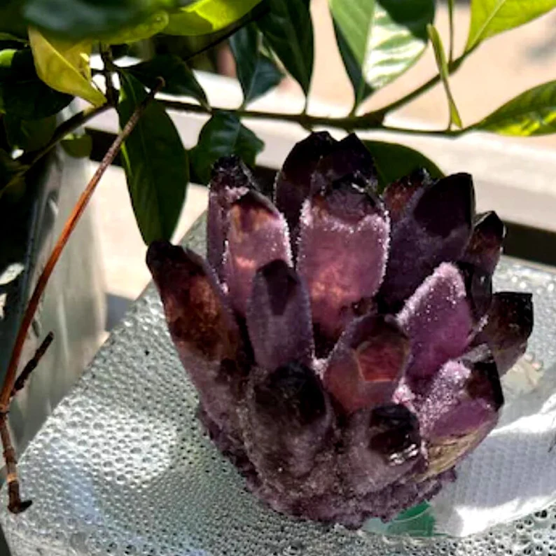 Natural crystal amethyst cluster