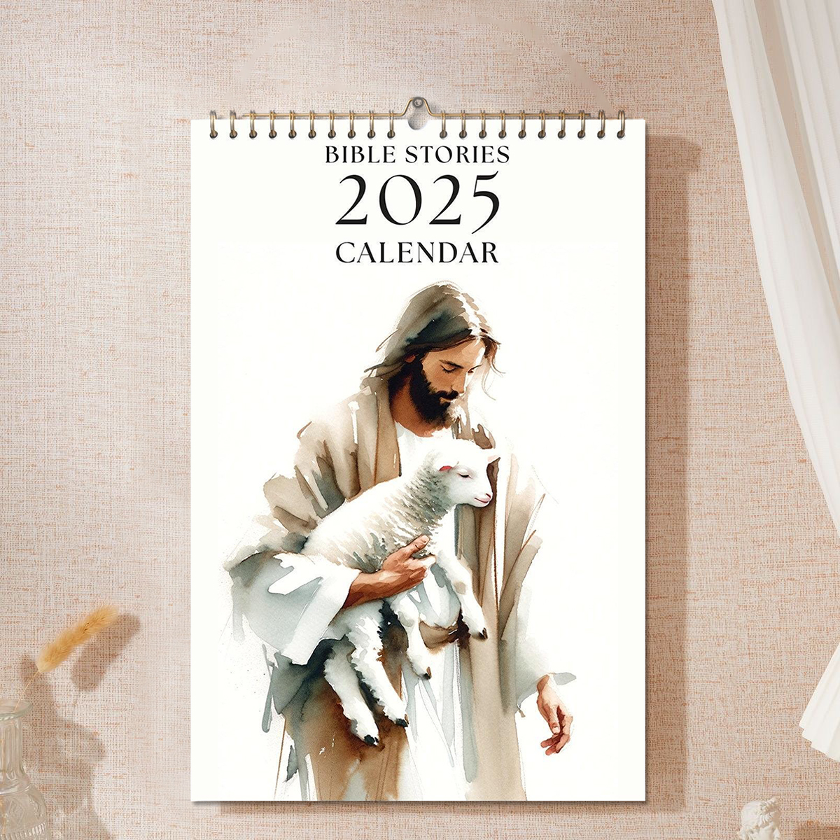 12 Months Wall Calendar 2025 Christian Bible Stories Paintings