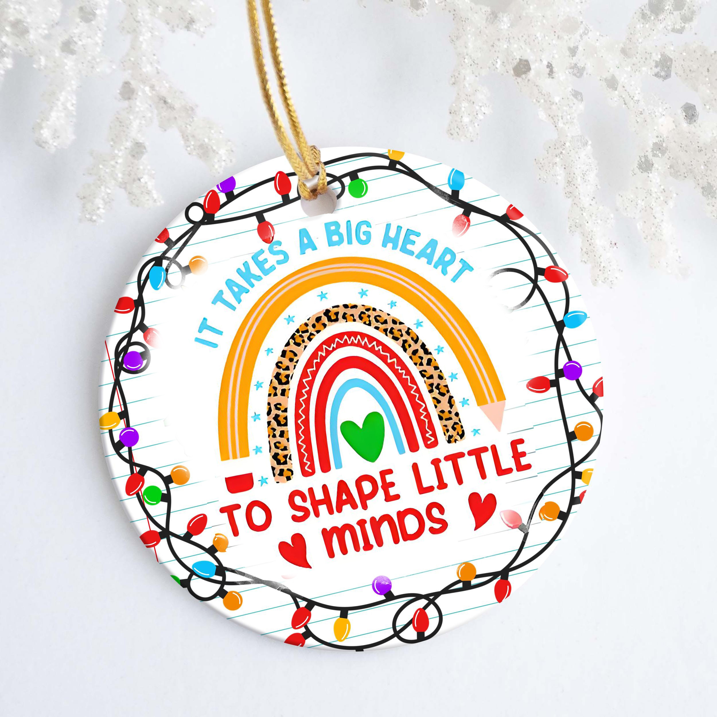 Glitter Rainbow Teacher Christmas Ornament