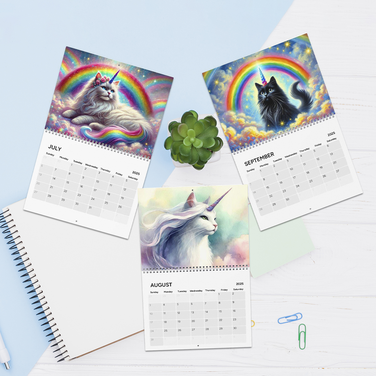 🌈😺2025 Caticorns and Rainbows Calendar 