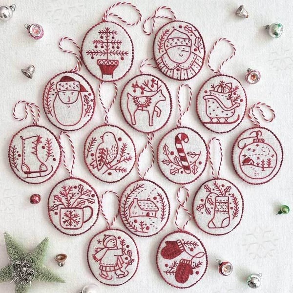 🔥Hot Sale 49% OFF-Jolly and Bright Hand Embroidery Christmas Ornaments kit