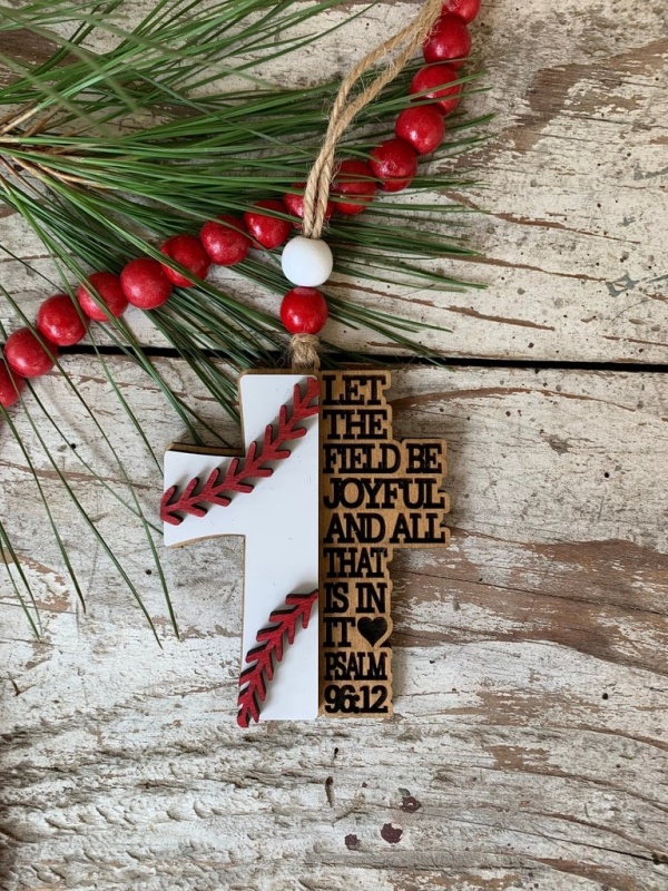 Psalm 96:12-🥎Religious Baseball Christmas Tree Ornament⚾