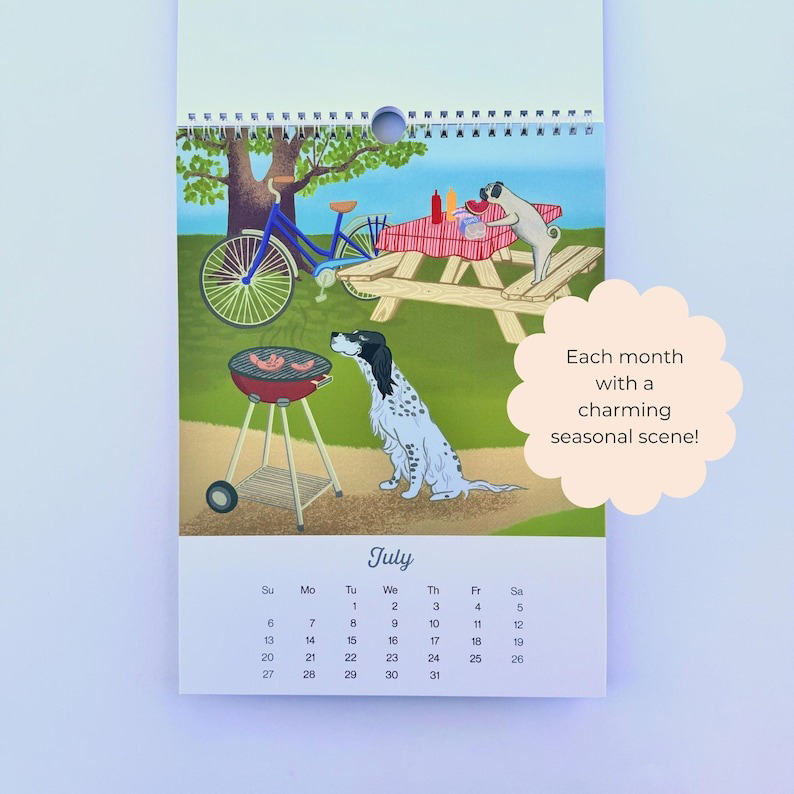🐶Dog Days - A 2025 Month to Month Illustrated Wall Calendar