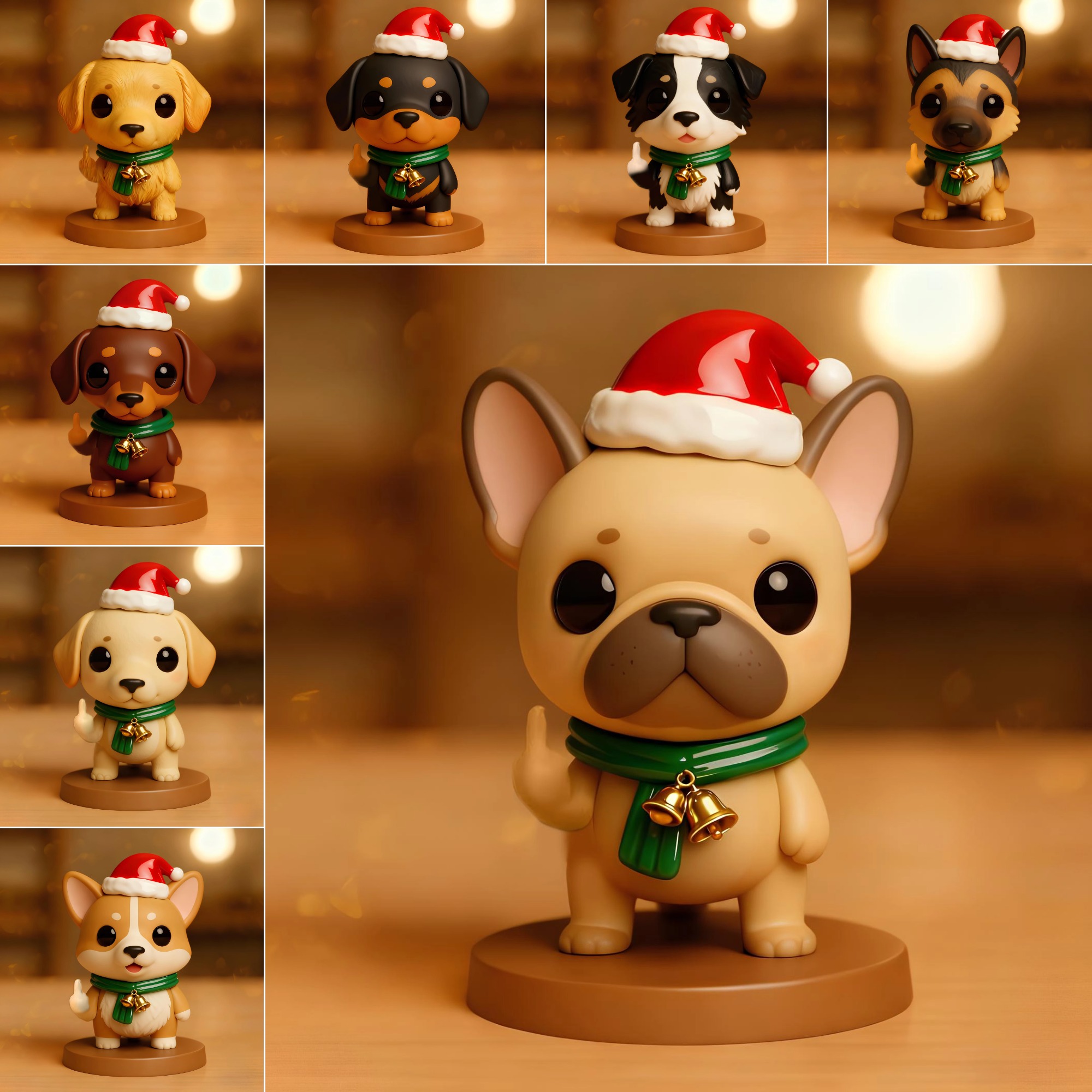 Christmas Middle Finger Dog Sculptures