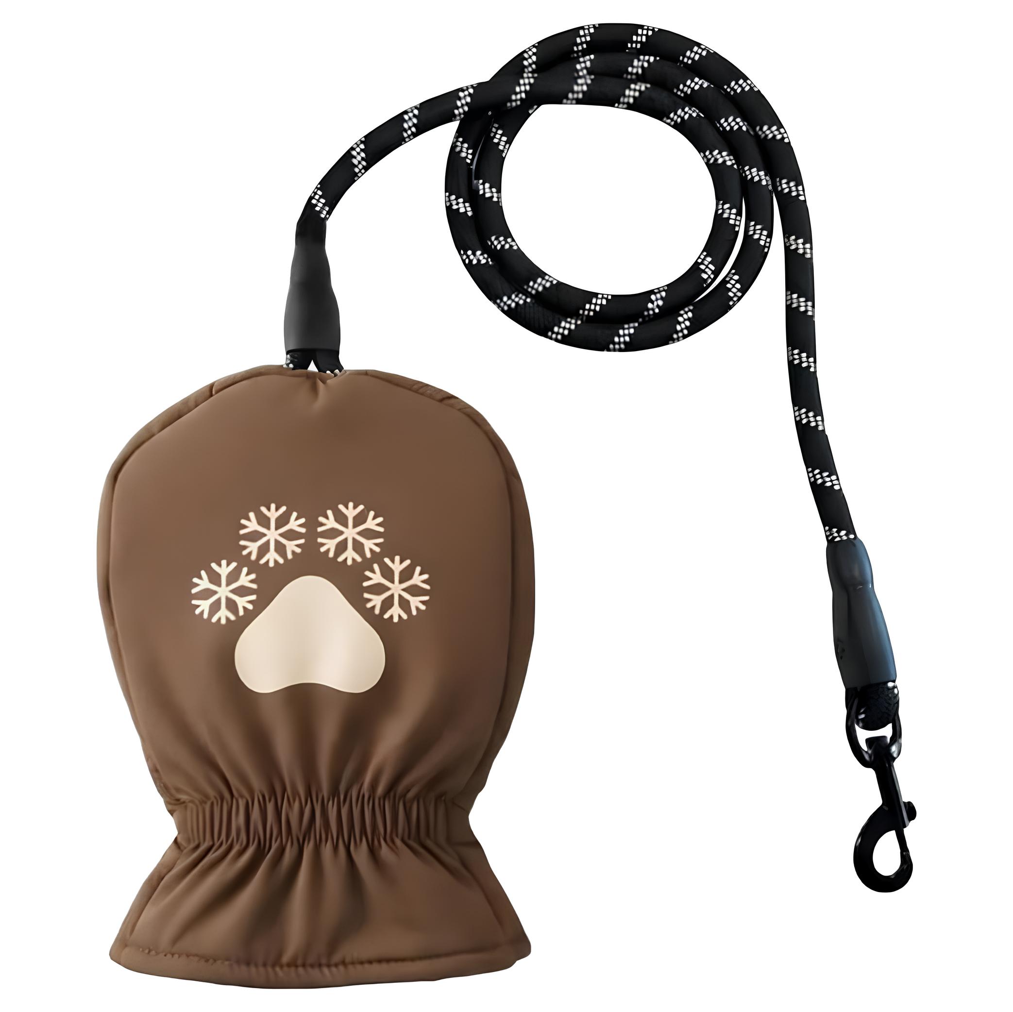 Dog Leash with Built-in Thermal Mitten