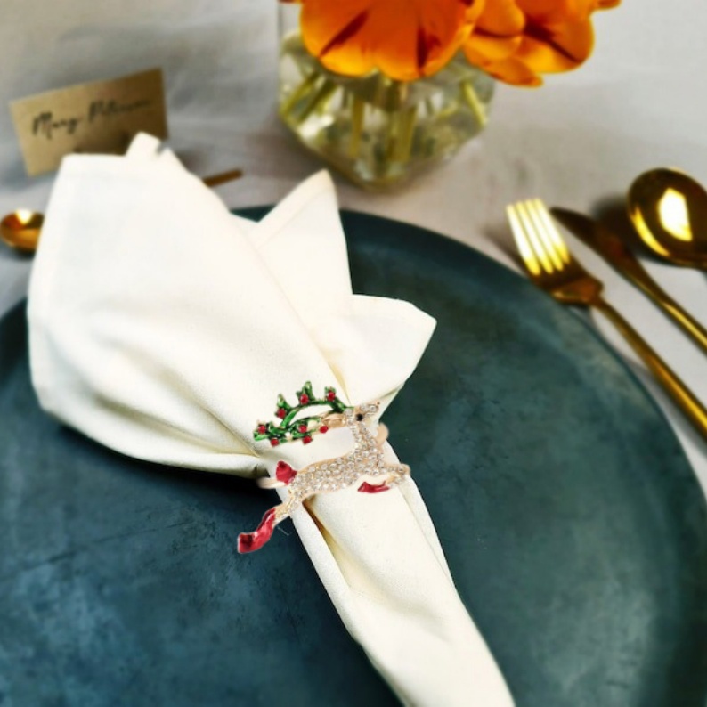 Unique and elegant-🎄Napkin Rings Christmas Set of 6
