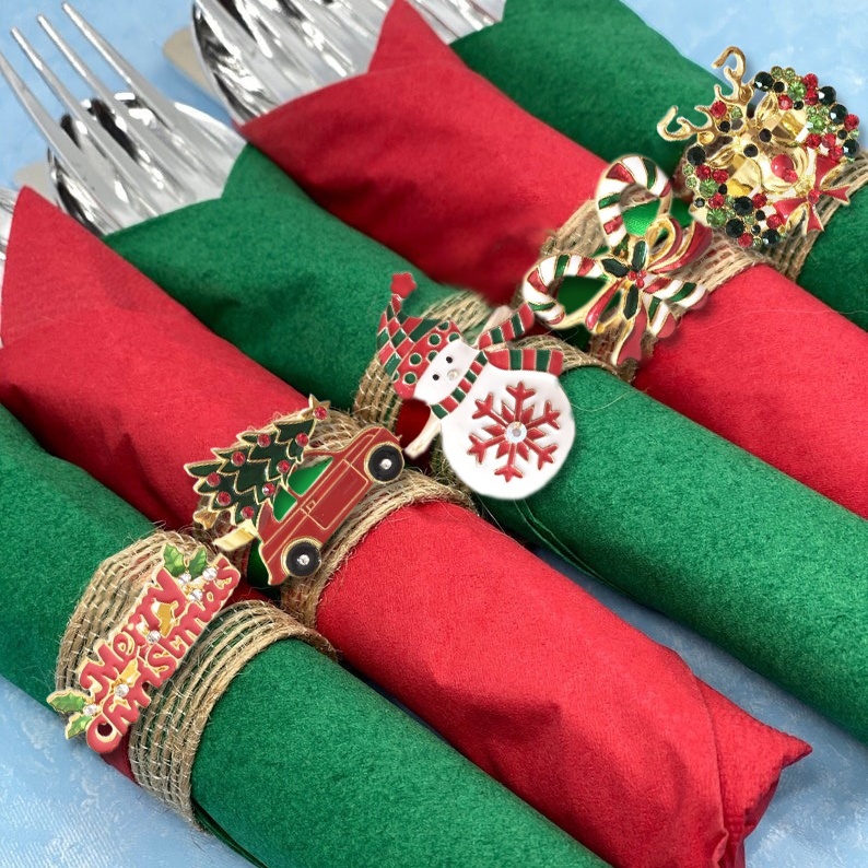 Unique and elegant-🎄Napkin Rings Christmas Set of 6