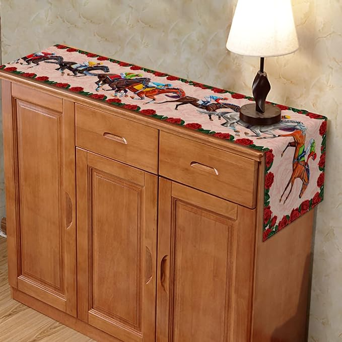 Kentucky Derby Table Runner Horse Race Jockey Run for The Roses Decoration