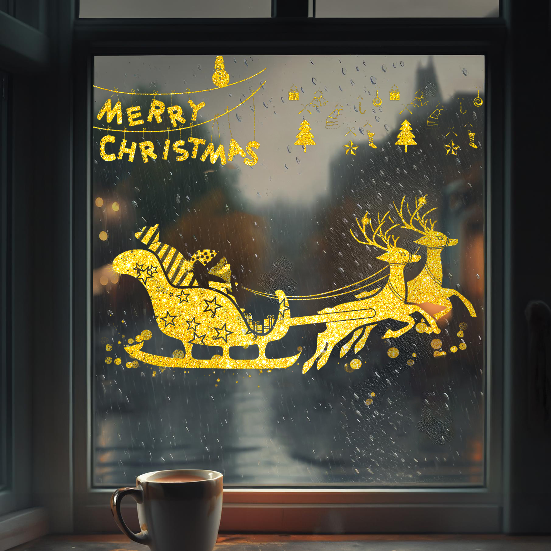 🌟Christmas Gold Window Decals