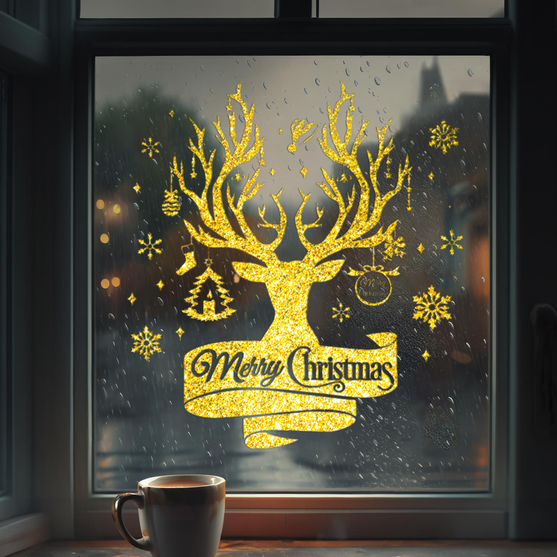 🌟Christmas Gold Window Decals
