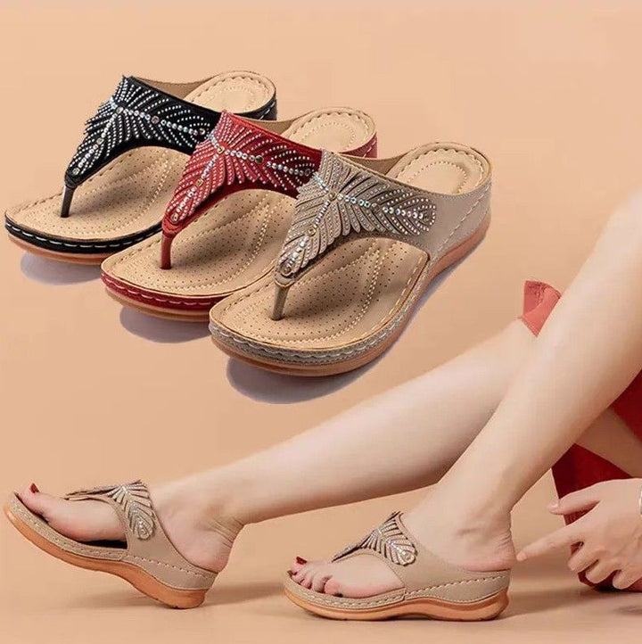 🔥Last Day 60% OFF-Women Casual Sandals 2024🔥 Crystal Rome Fashion Clip Toe Slippers