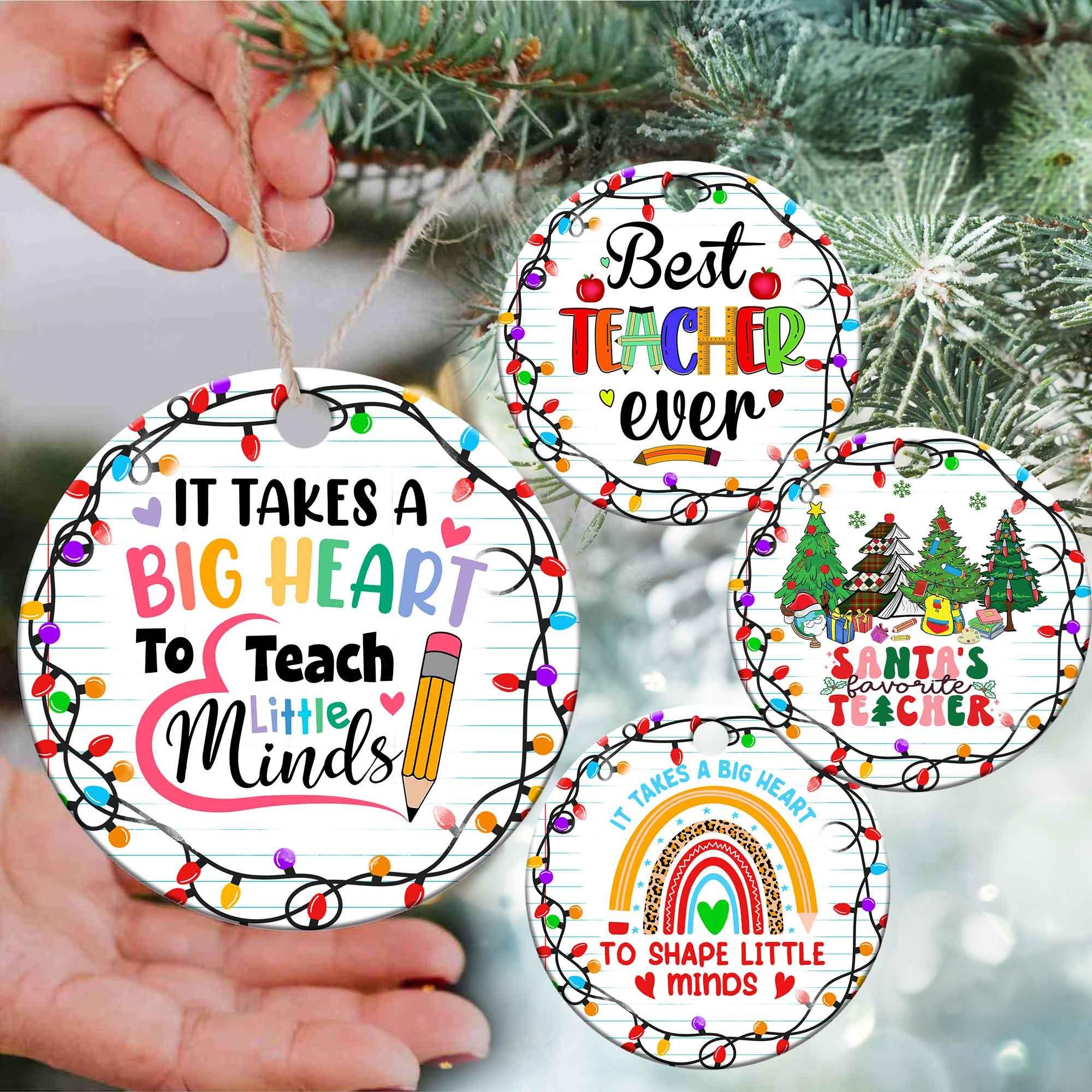 👩‍🏫Glitter Rainbow Teacher Christmas Ornament🎄
