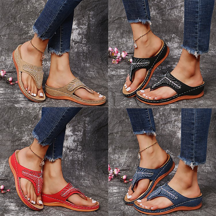 🔥Last Day 60% OFF-Women Casual Sandals 2024🔥 Crystal Rome Fashion Clip Toe Slippers