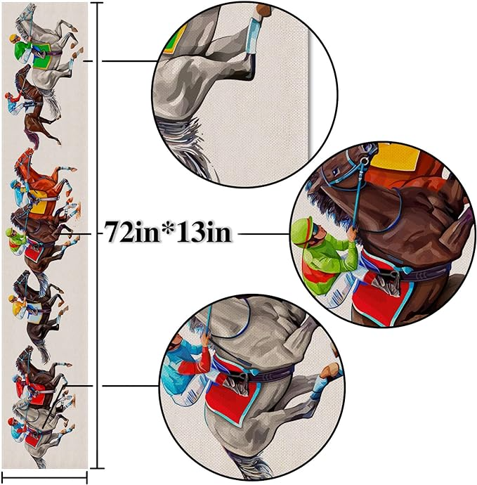 Kentucky Derby Table Runner Horse Race Jockey Run for The Roses Decoration