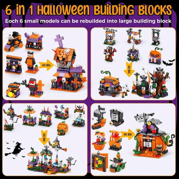 31-Day Halloween Advent Calendar | Spooky Haunted House, Ghosts, Bats & Pumpkins Building Block