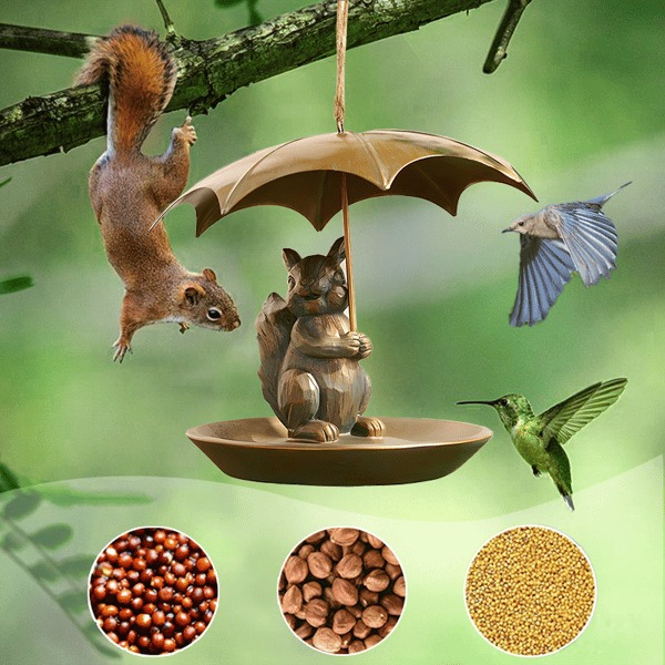 ☔️ Enchant Your Garden With The Animal Bird Feeder With Umbrella!