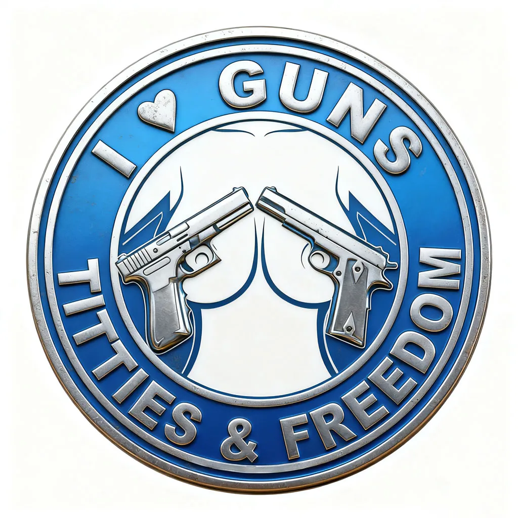 "I Love Guns, Titties, and Freedom" Funny Coin