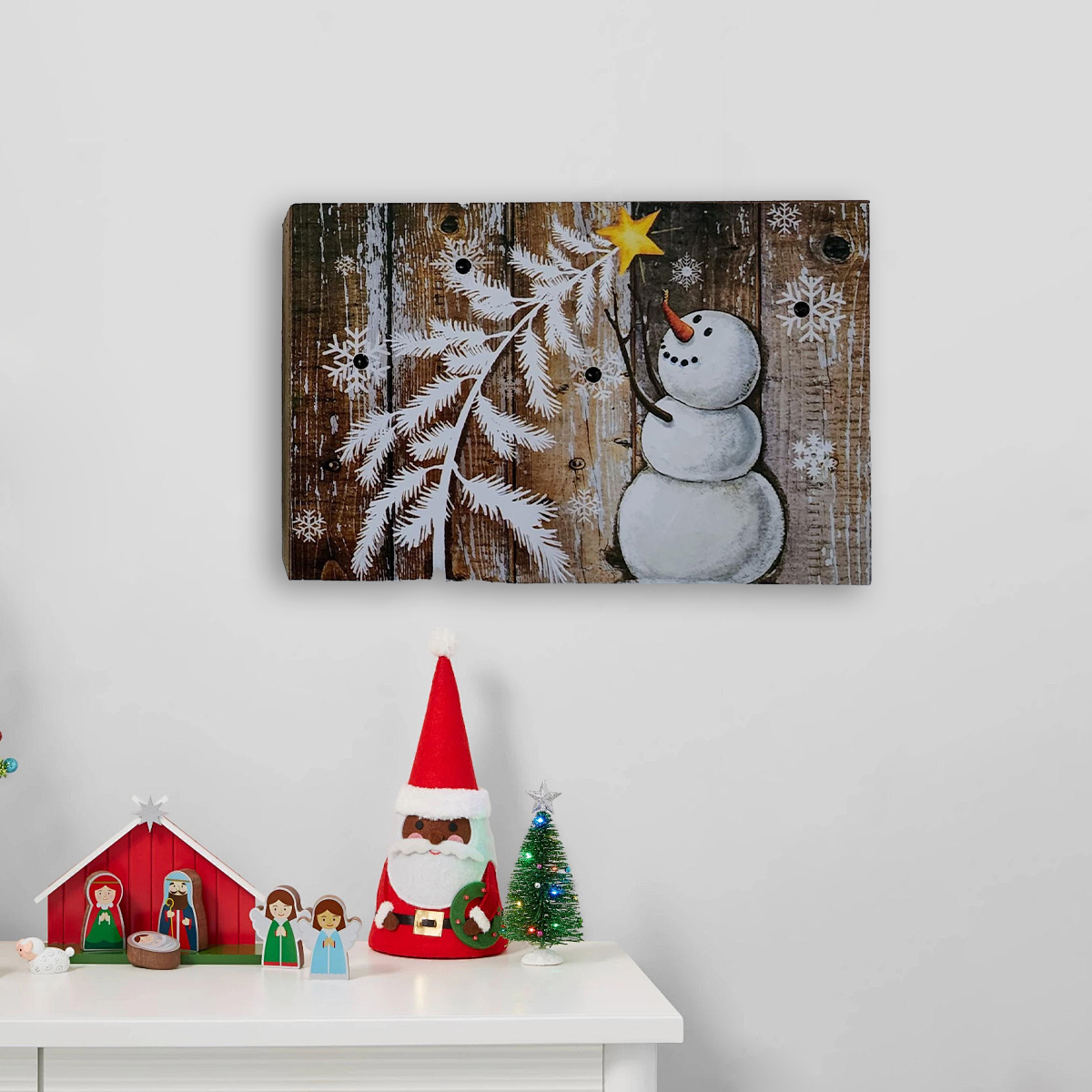 Wooden Christmas Snowman Figurines