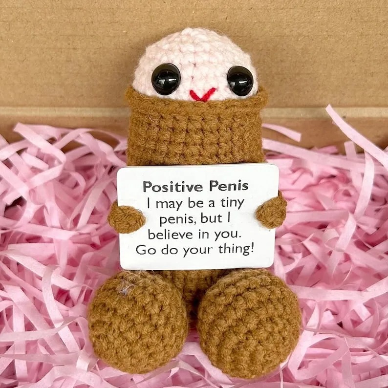 Funny Positive Penis Emotional Support Quotes Dumpster Fire Crochet Hanging Ornament