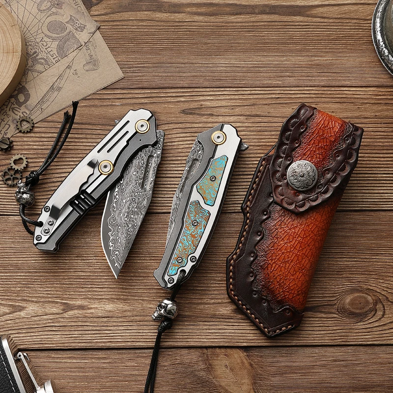 "The Titan" Premium Damascus Folding Knife – CT4 Titanium Alloy Handle with VG10 Core | High-End EDC Pocket Knife